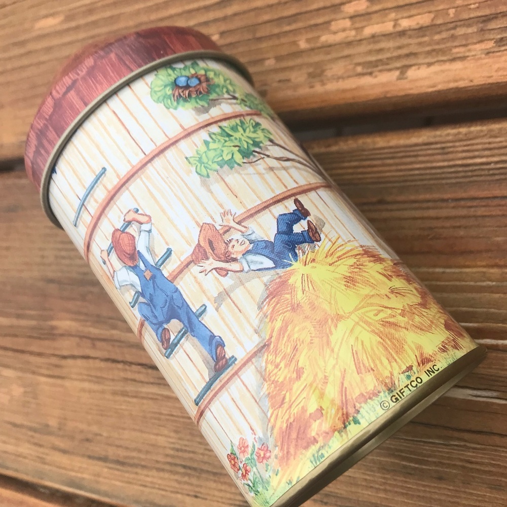 Giftco Collector Tin Silos Country Crayon Storage